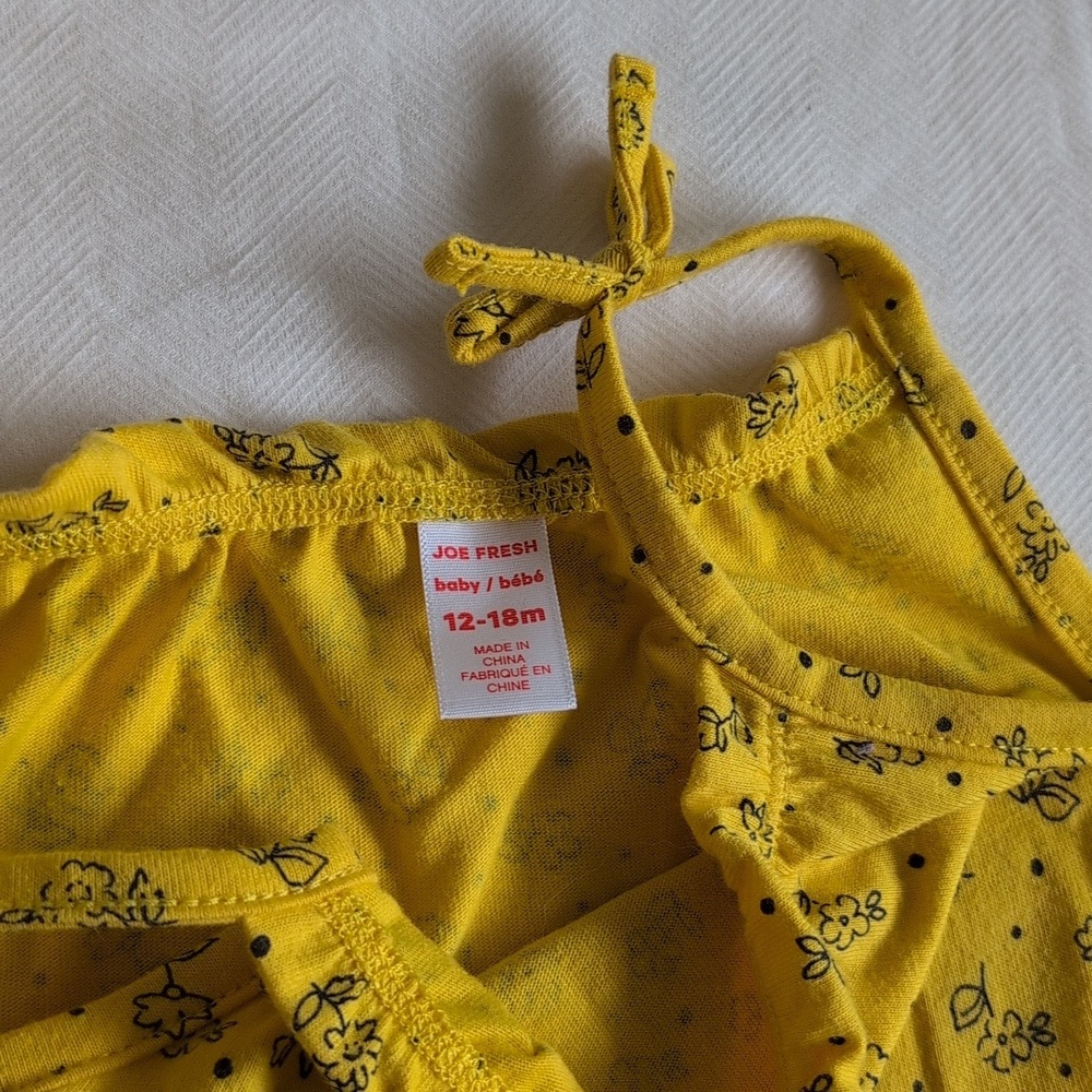 joe fresh floral tank jumpsuit yellow 12-18 months baby girl - Picture 4 of 6